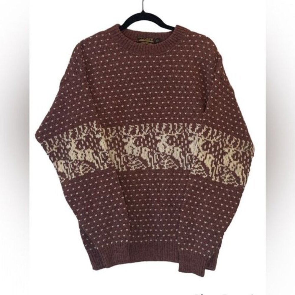 Vintage men’s Eddie Bauer Nordic reindeer Christmas ski sweater L